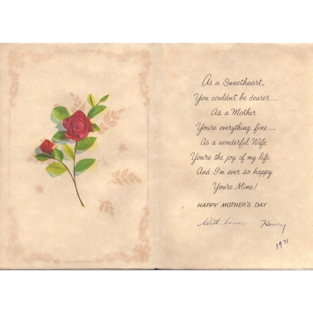 Vintage 1971 Rust Craft Mother's Day Greeting Card Wife Floral Bouquet Signed
